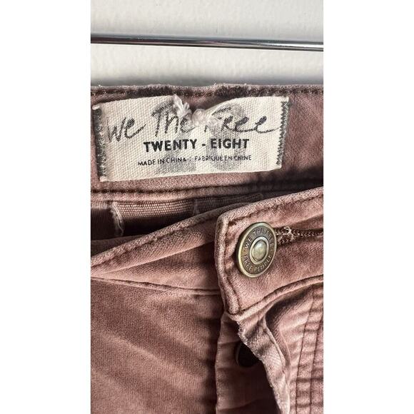 Free People Womens Dusky Pink Velvet High Waisted Button Fly Sz 28 Pants - Picture 5 of 7